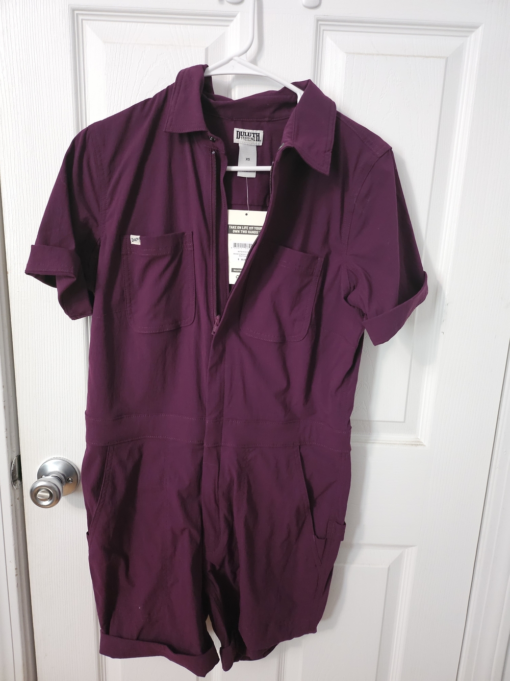 Duluth Trading Co Plum Short-Sleeve Short Coveralls- Womens XSMALL